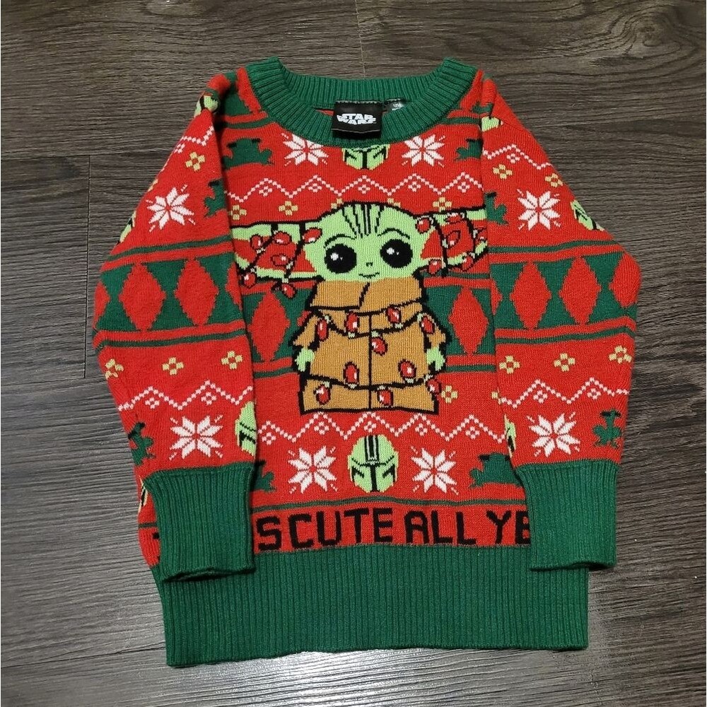 Star Wars Holiday Sweater with Baby Yoda 12 Months I Was Cute All Year Christmas